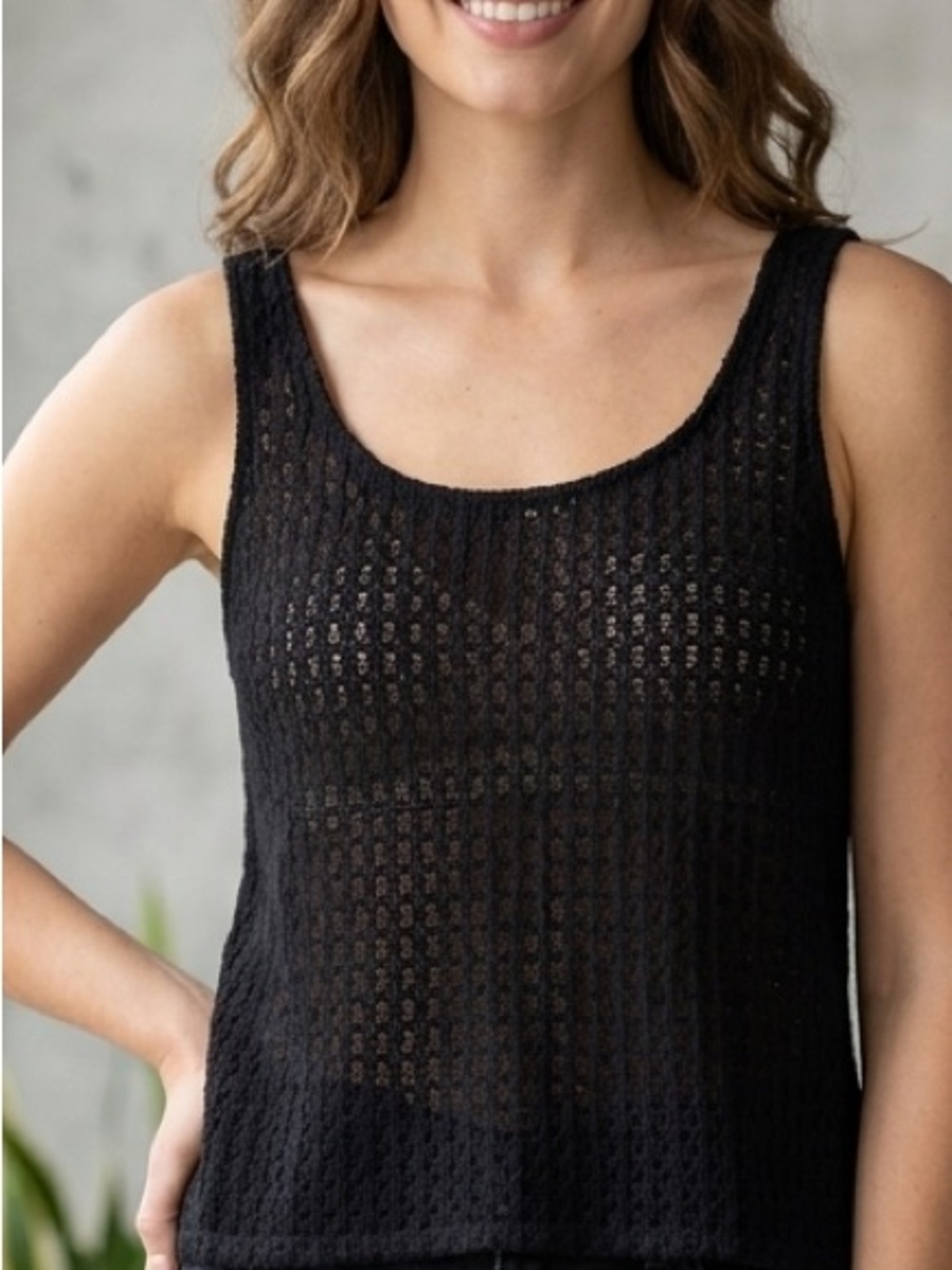 RW Crochet/Open-Knit Scoop Neck Tank